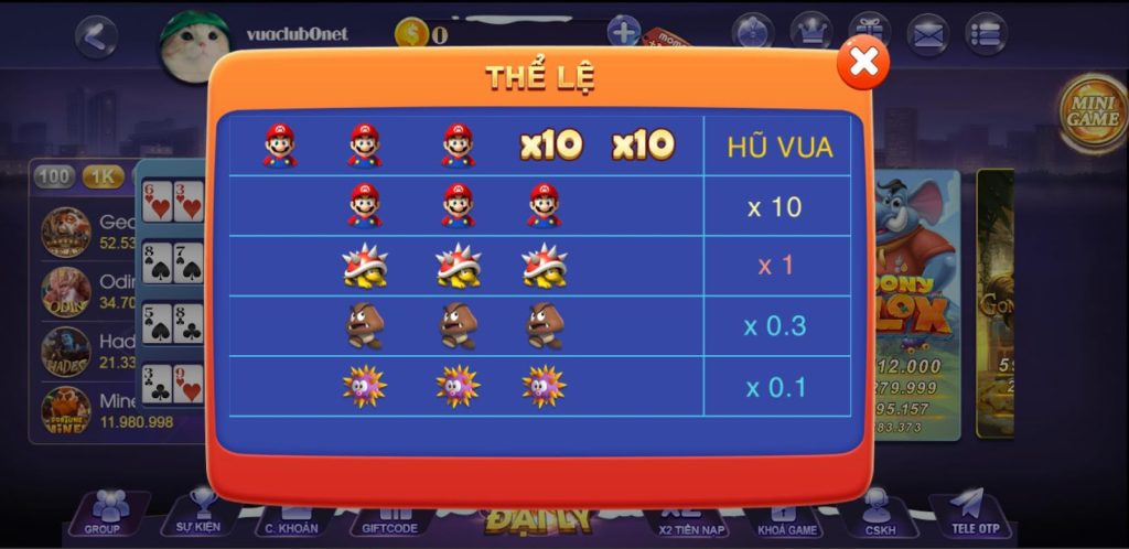 Luật chơi Mario Vuaclub không quá khác những phiên bản game slot hiện nay