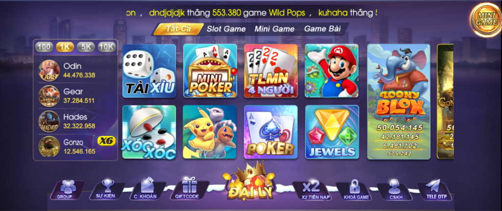 Truy cập vào giao diện trang chủ của cổng game Vuaclub